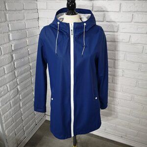 Only Ladies Size Medium Royal Blue Full Zip Rain Jacket with Hood